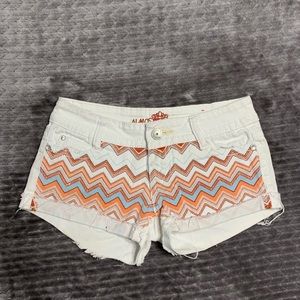White Denim Shorts with Design